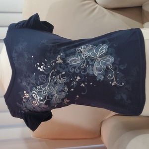 Butterfly Slim Fit Tee with Runched Sleeves